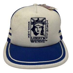 DACO Industries Statue of Liberty Centennial Trucker Hat Blue White Vintage 1982